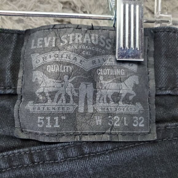 Levis Jeans Mens 32x32 Black 511 Slim Fit Straight Stretch Classic Denim - Picture 2 of 9